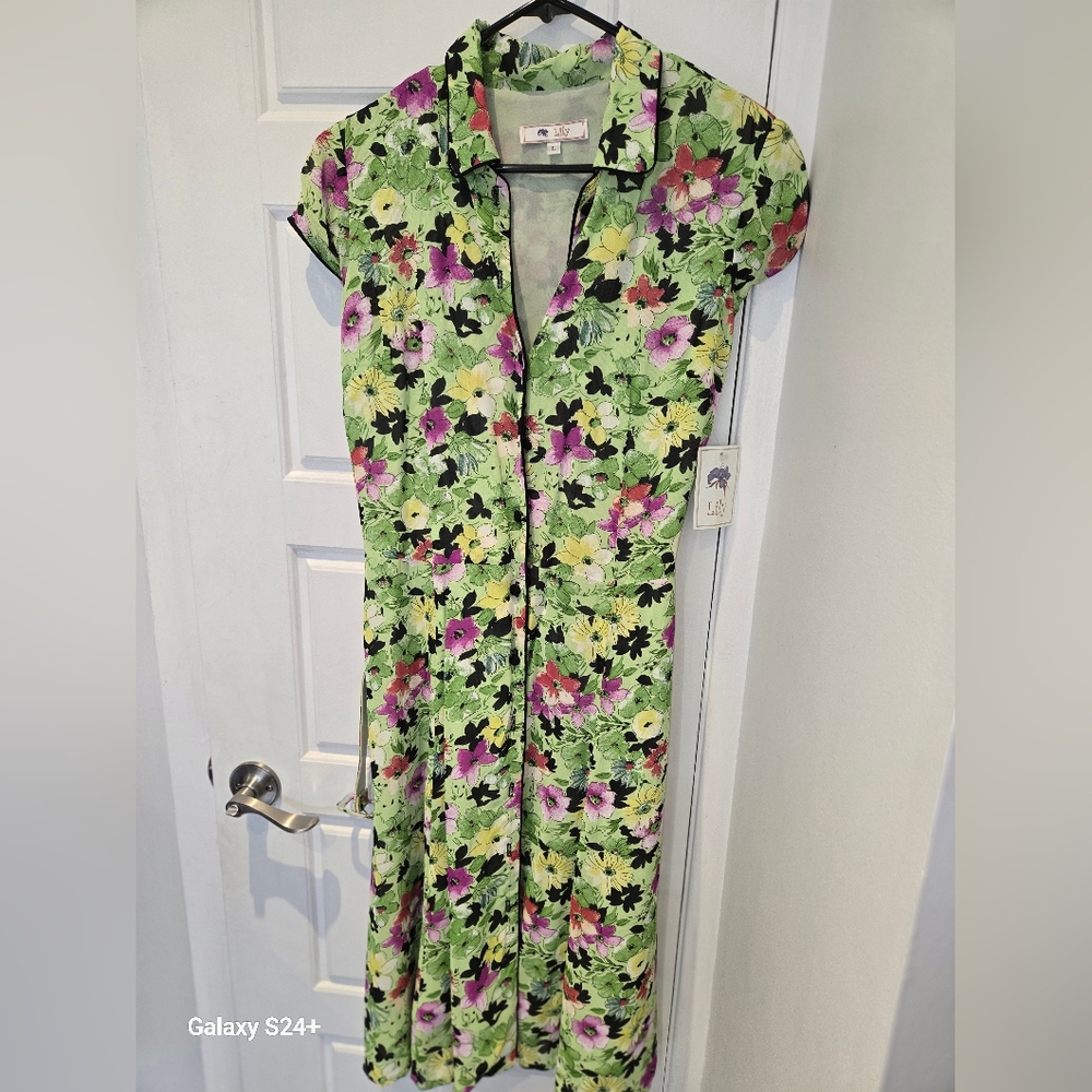 Floral Green Dress by Lily